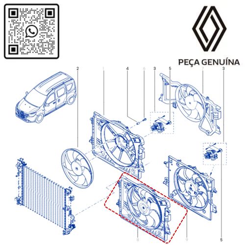 RN 17963R 214817963R ELETROVENTILADOR DO RADIADOR KANGOO II 1.6 16V H4M 4
